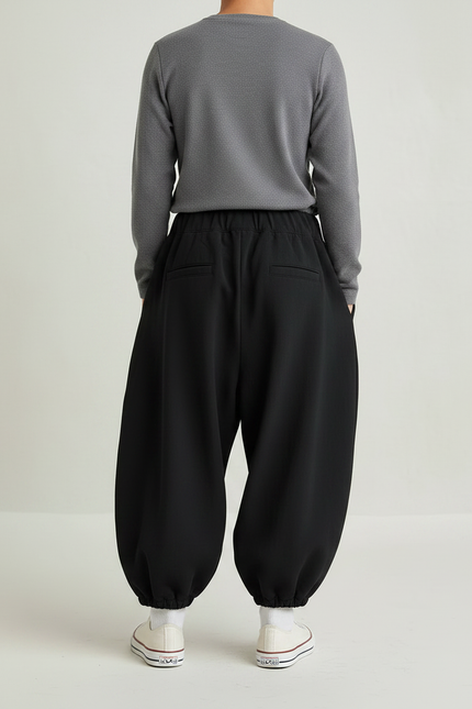 Pantalon Fluide Noir Ample Harem Enfants Décontracté - Polyester - vue 2