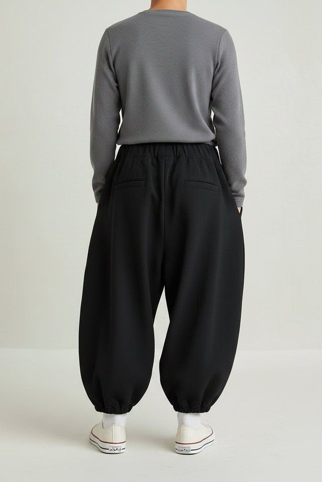 Pantalon Fluide Noir Ample Harem Enfants Décontracté - Polyester - vue 2
