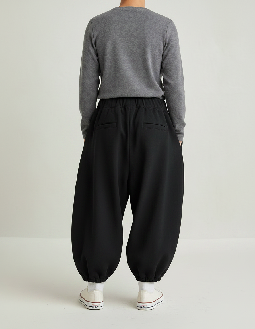Pantalon Fluide Noir Ample Harem Enfants Décontracté - Polyester - vue 2