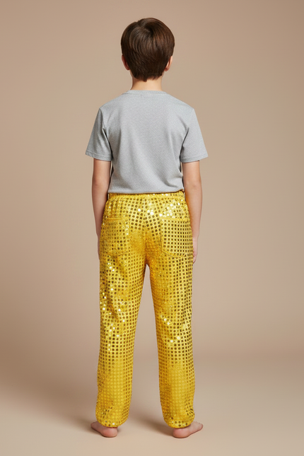 Pantalon Fluide Jaune Paillettes Ample Scène Enfant - Polyester - vue 2