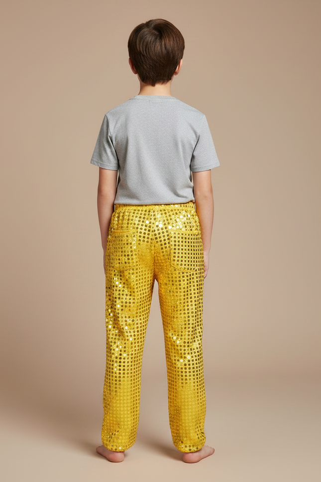 Pantalon Fluide Jaune Paillettes Ample Scène Enfant - Polyester - vue 2