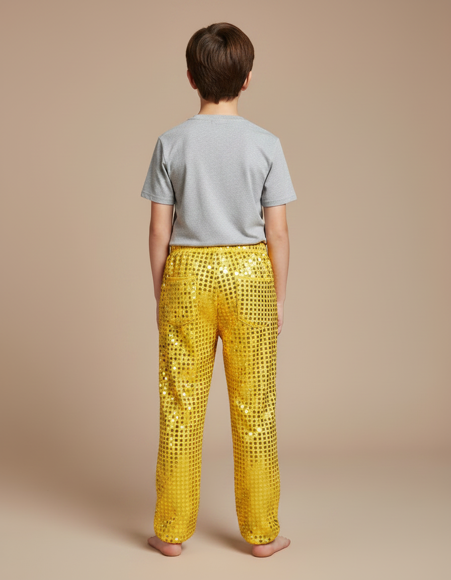 Pantalon Fluide Jaune Paillettes Ample Scène Enfant - Polyester - vue 2