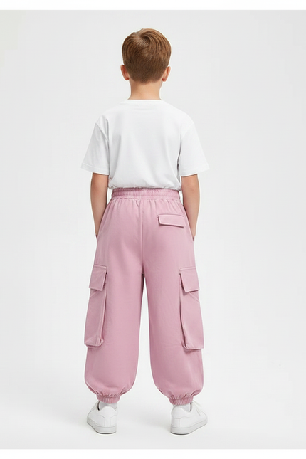 Pantalon Fluide Rose Cargo Ample Enfant Streetwear - Molleton - vue 2