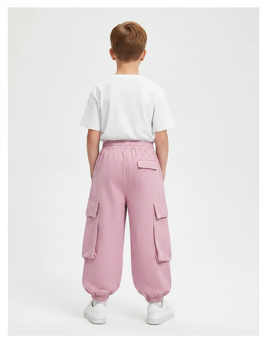 Pantalon Fluide Rose Cargo Ample Enfant Streetwear - Molleton - vue 2