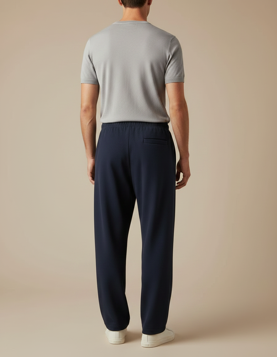 Pantalon Fluide Bleu Marine Ample Décontracté Homme - Molleton - vue 2