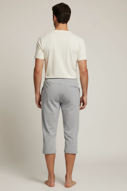 Pantalon Fluide Gris Court Décontracté Homme Cordon - Molleton - vue 2