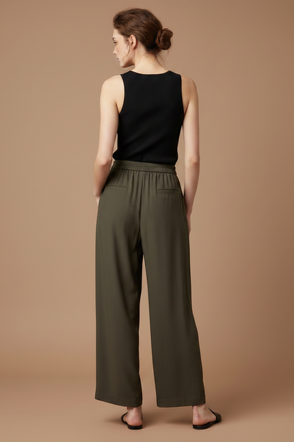 Pantalon Fluide Kaki Ample Décontracté Femme - Viscose - vue 2