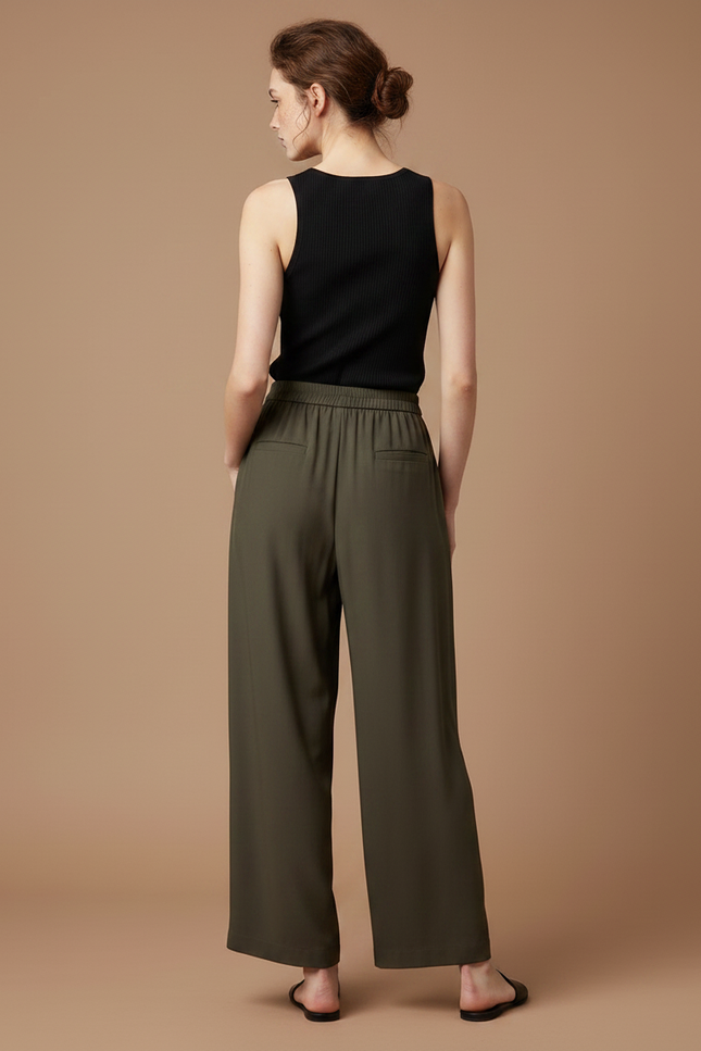 Pantalon Fluide Kaki Ample Décontracté Femme - Viscose - vue 2