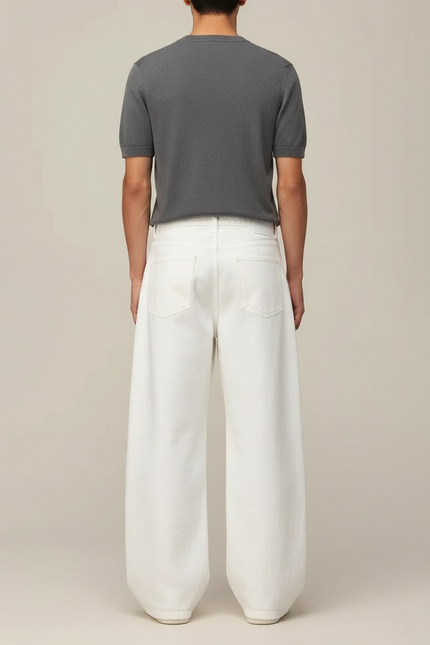 Pantalon Large Jean Fluide - Blanc - vue 2