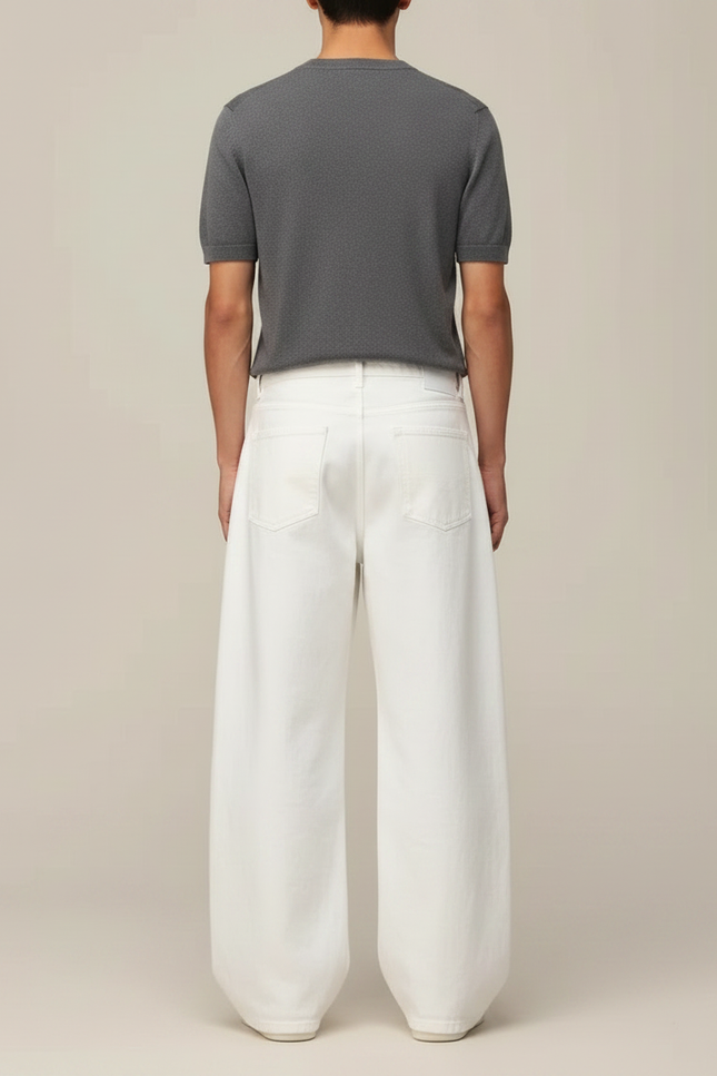 Pantalon Large Jean Fluide - Blanc - vue 2