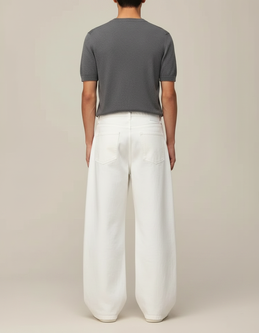Pantalon Large Jean Fluide - Blanc - vue 2