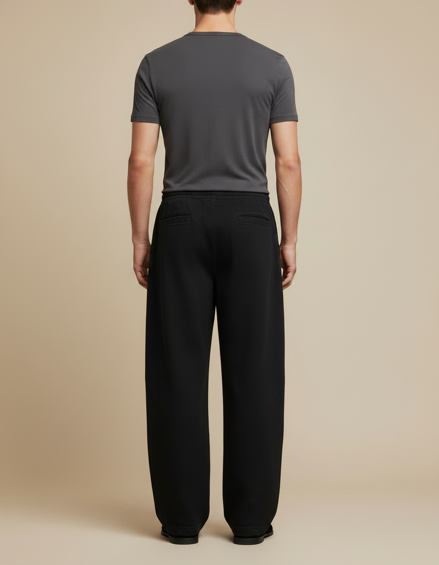 Pantalon Fluide Homme Grande Taille - Noir Molleton - vue 2