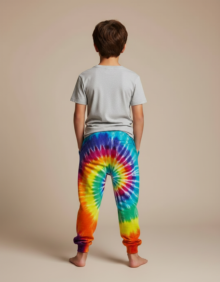 Pantalon Fluide Tie-Dye Arc-en-ciel Confortable Ample Enfant - Multicolore Molleton - vue 2