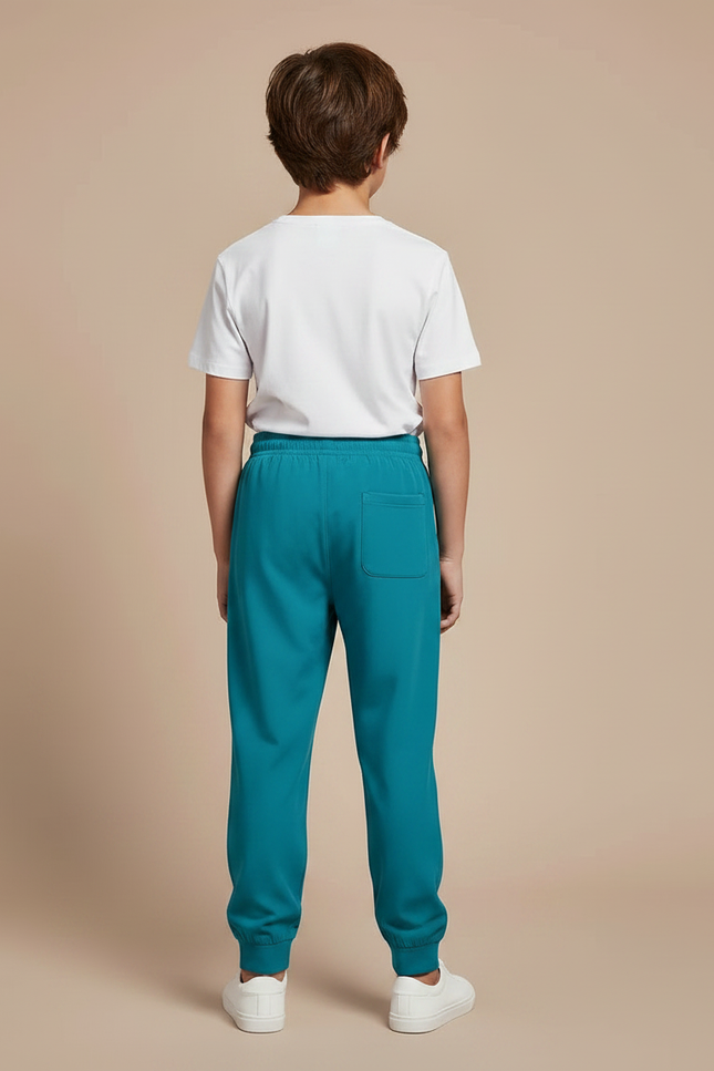 Pantalon Fluide Vert Canard Cordon Jogger Enfant - Molleton - vue 2