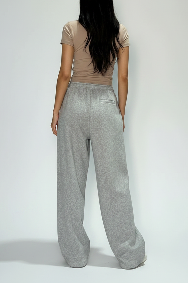 Pantalon Fluide Gris Ample Décontracté Molleton Jogger - vue 2