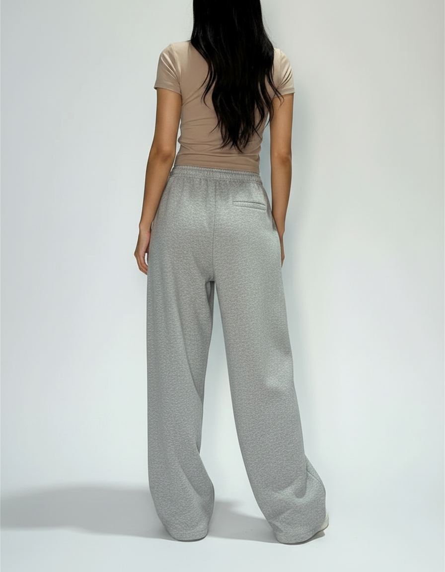 Pantalon Fluide Gris Ample Décontracté Molleton Jogger - vue 2