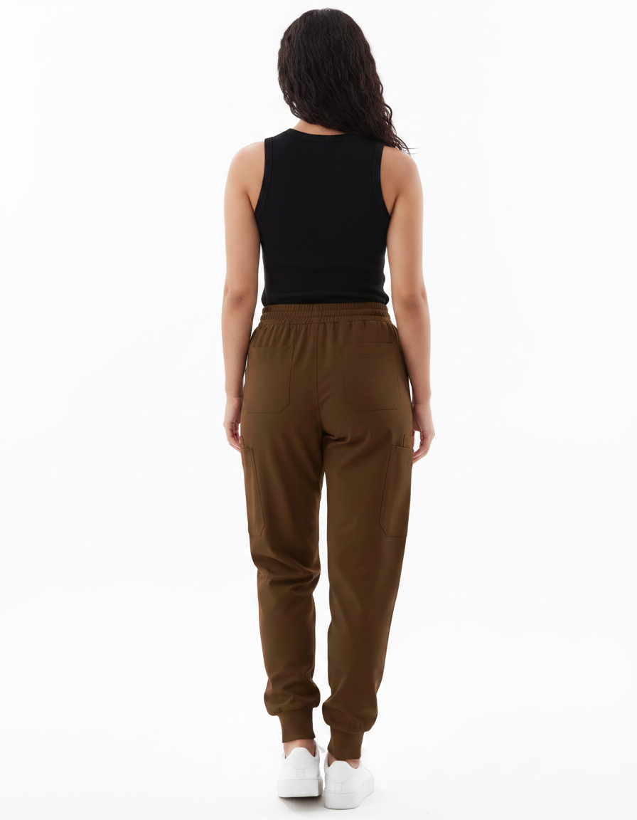 Pantalon Fluide Kaki Cordon Jogger Casual Femme - Polyester - vue 2