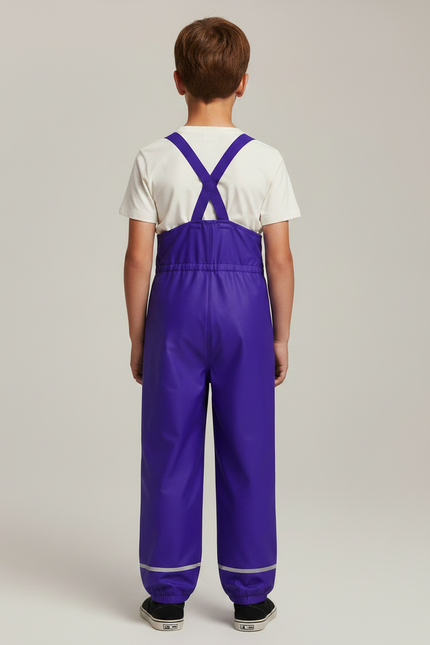 Pantalon Fluide Imperméable Violet Bretelles Réfléchissant Enfant - Polyester - vue 2