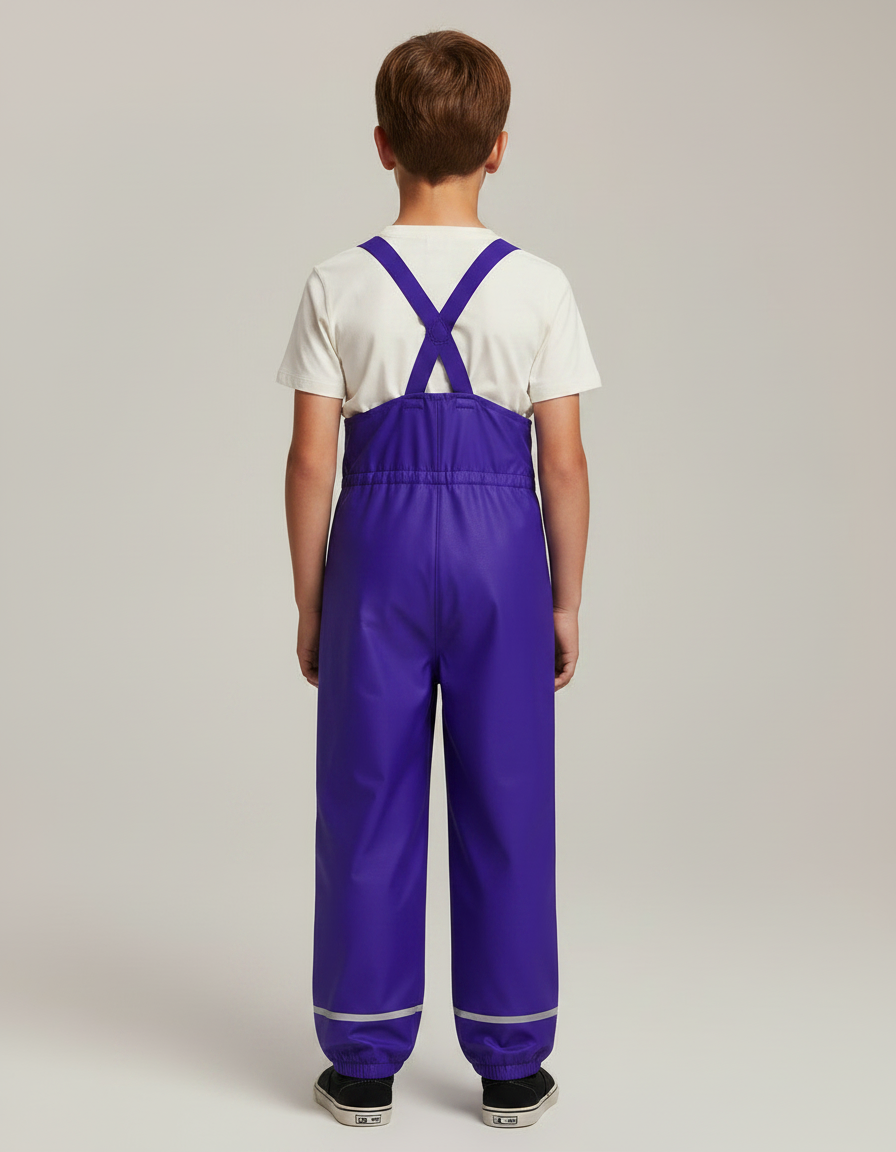 Pantalon Fluide Imperméable Violet Bretelles Réfléchissant Enfant - Polyester - vue 2