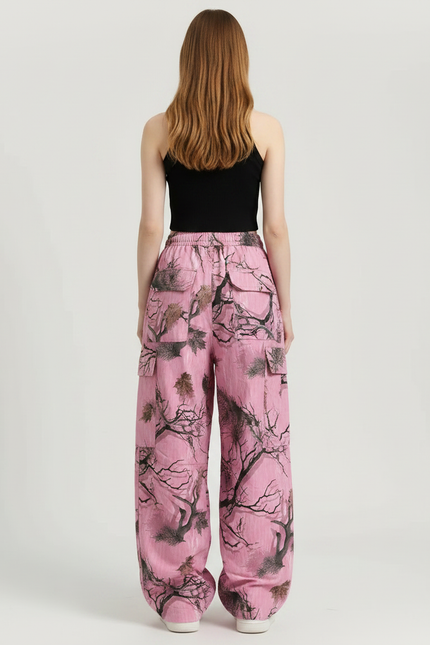 Pantalon Fluide Rose Graffiti Ample Décontracté Streetwear - Polyester - vue 2