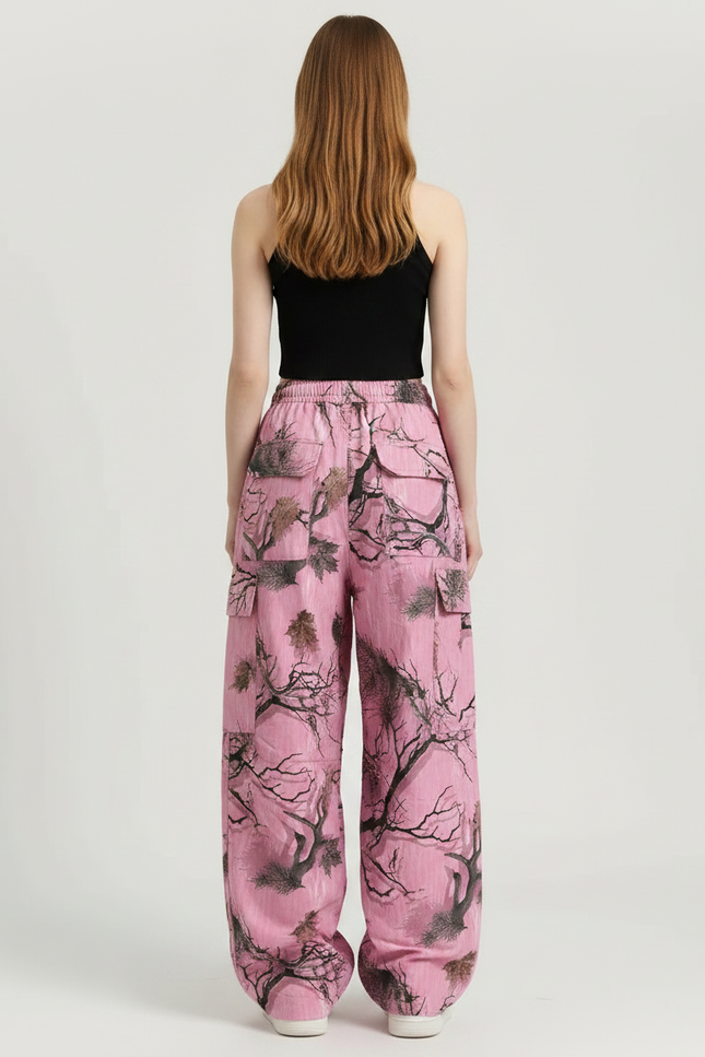 Pantalon Fluide Rose Graffiti Ample Décontracté Streetwear - Polyester - vue 2
