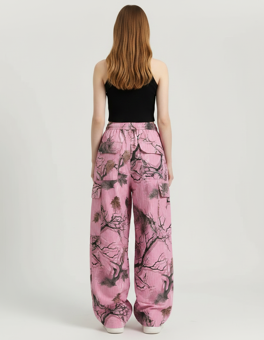 Pantalon Fluide Rose Graffiti Ample Décontracté Streetwear - Polyester - vue 2