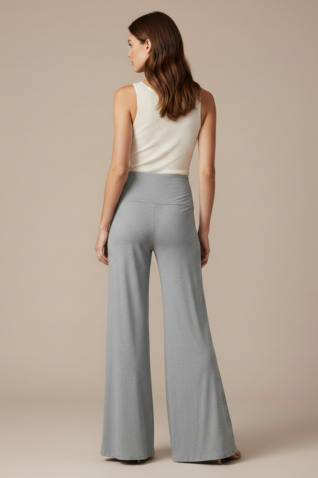 Pantalon Fluide Gris Ample Confortable Évasé Femme - Molleton - vue 2