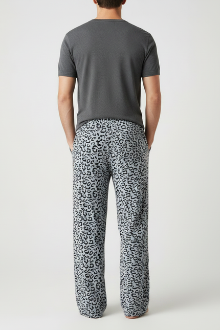 Pantalon Fluide Léopard Gris Ample Doux Confortable Homme - Imprimé Molleton - vue 2
