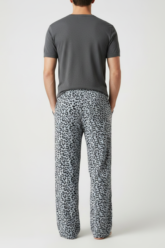 Pantalon Fluide Léopard Gris Ample Doux Confortable Homme - Imprimé Molleton - vue 2
