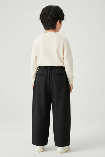 Pantalon Fluide Noir Ample Plissé Élégant Enfant - Polyester - vue 2