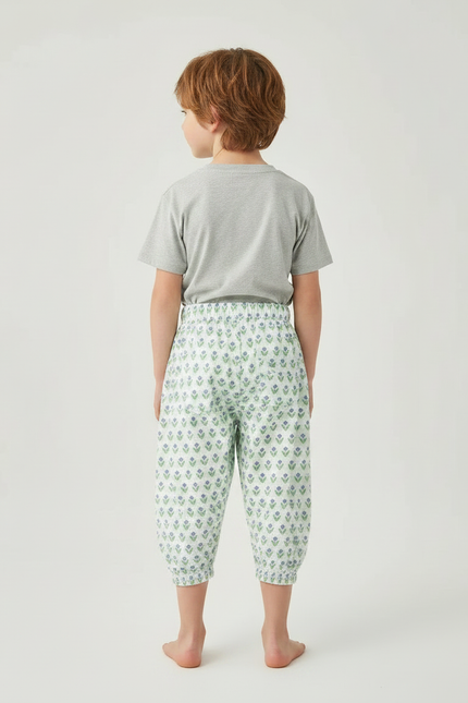 Pantalon Fluide Imprimé Floral Vert Ample Enfant - Viscose - vue 2