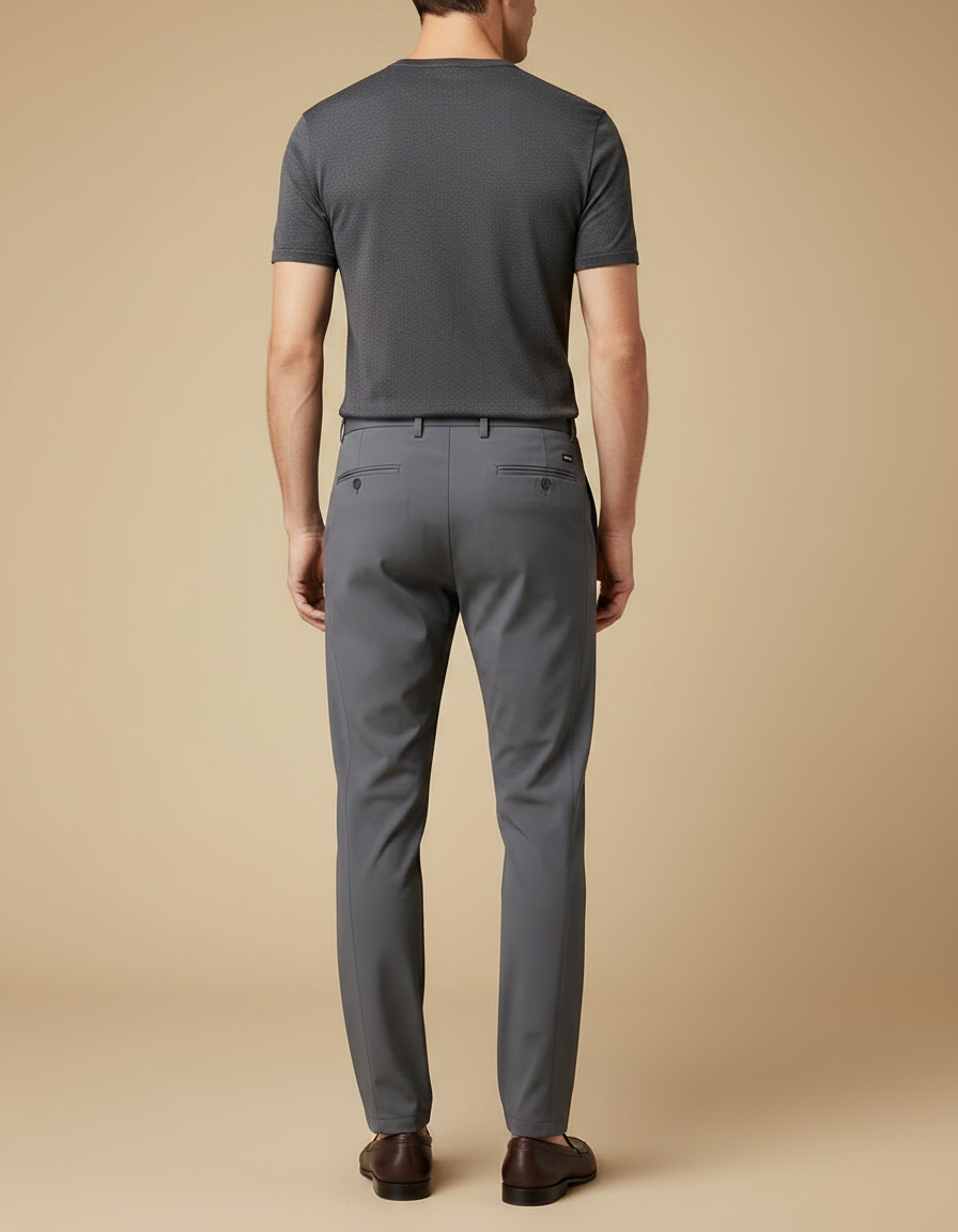 Pantalon Fluide Gris Homme Slim Élégant Décontracté - Polyester - vue 2