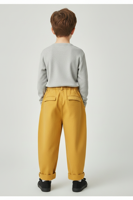 Pantalon Fluide Jaune Ample Coton Décontracté Enfant - vue 2