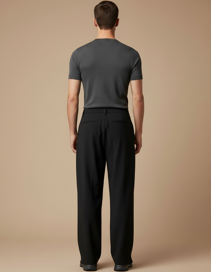 Pantalon Fluide Noir Ample Cargo Technique Homme - Polyester - vue 2