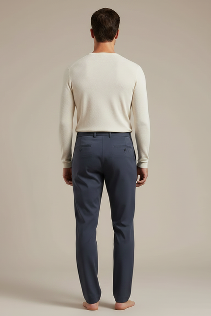 Pantalon Fluide Bleu Marine Droit Décontracté Homme - Polyester - vue 2