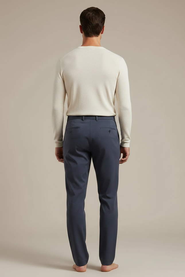 Pantalon Fluide Bleu Marine Droit Décontracté Homme - Polyester - vue 2
