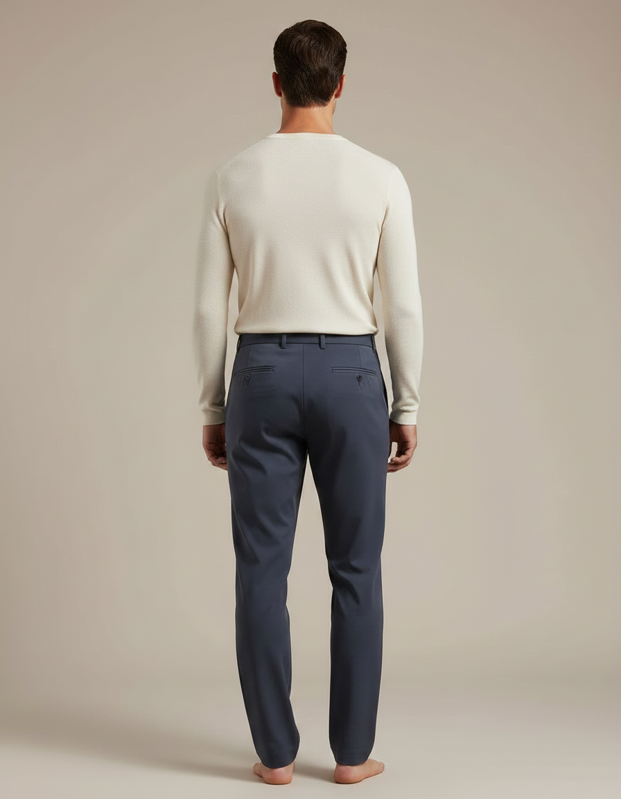 Pantalon Fluide Bleu Marine Droit Décontracté Homme - Polyester - vue 2