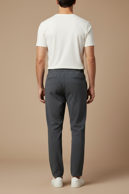 Pantalon Fluide Gris Homme Décontracté Léger Droit Simple - Polyester - vue 2