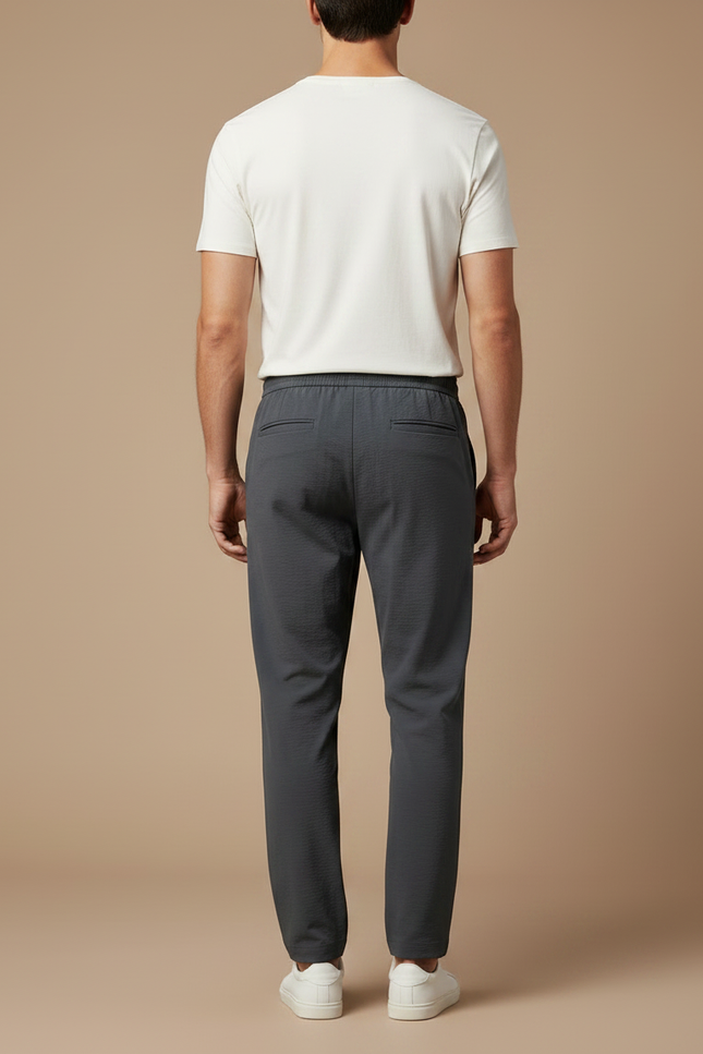 Pantalon Fluide Gris Homme Décontracté Léger Droit Simple - Polyester - vue 2