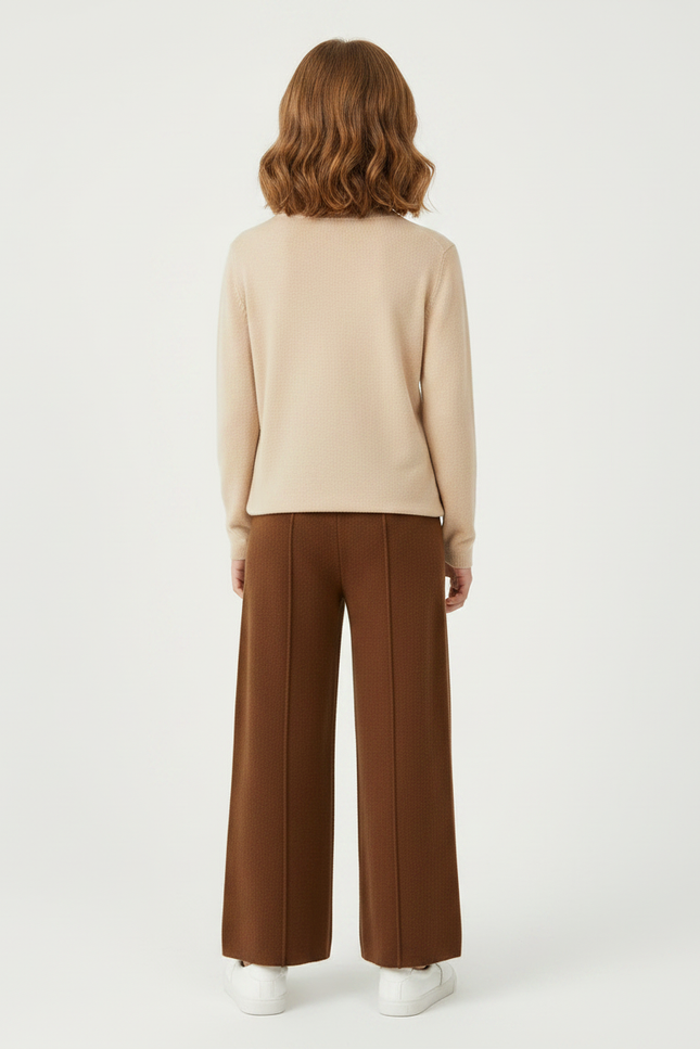 Pantalon Fluide Marron Ample Maille Tricot Enfant - vue 2