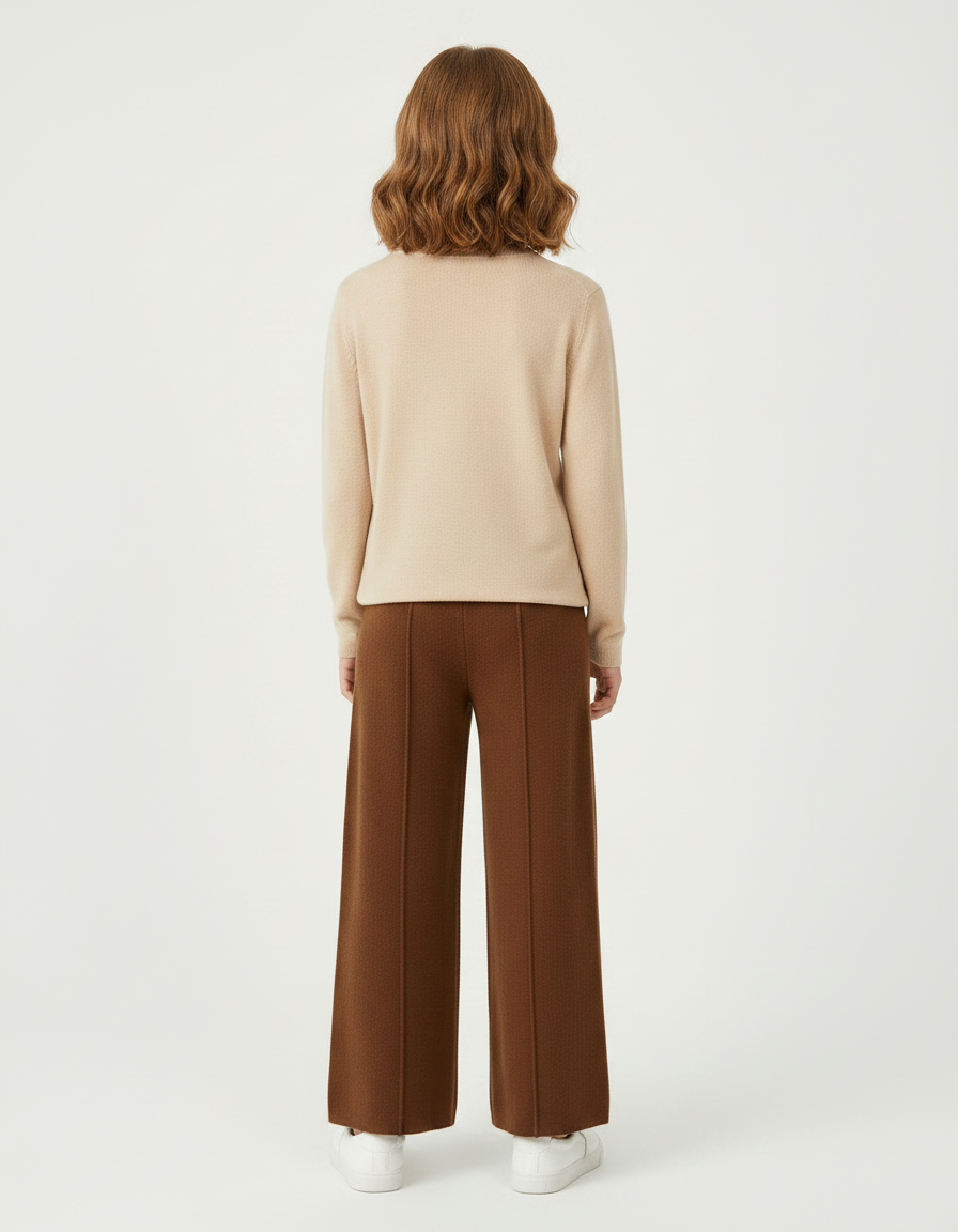 Pantalon Fluide Marron Ample Maille Tricot Enfant - vue 2