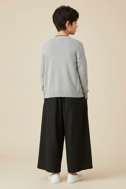 Pantalon Fluide Noir Ample Décontracté Enfant Coton - vue 2