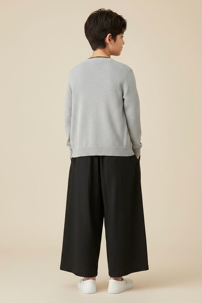 Pantalon Fluide Noir Ample Décontracté Enfant Coton - vue 2