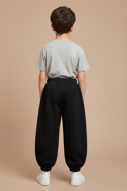 Pantalon Fluide Noir Ample Coton Décontracté Garçon - Molleton - vue 2