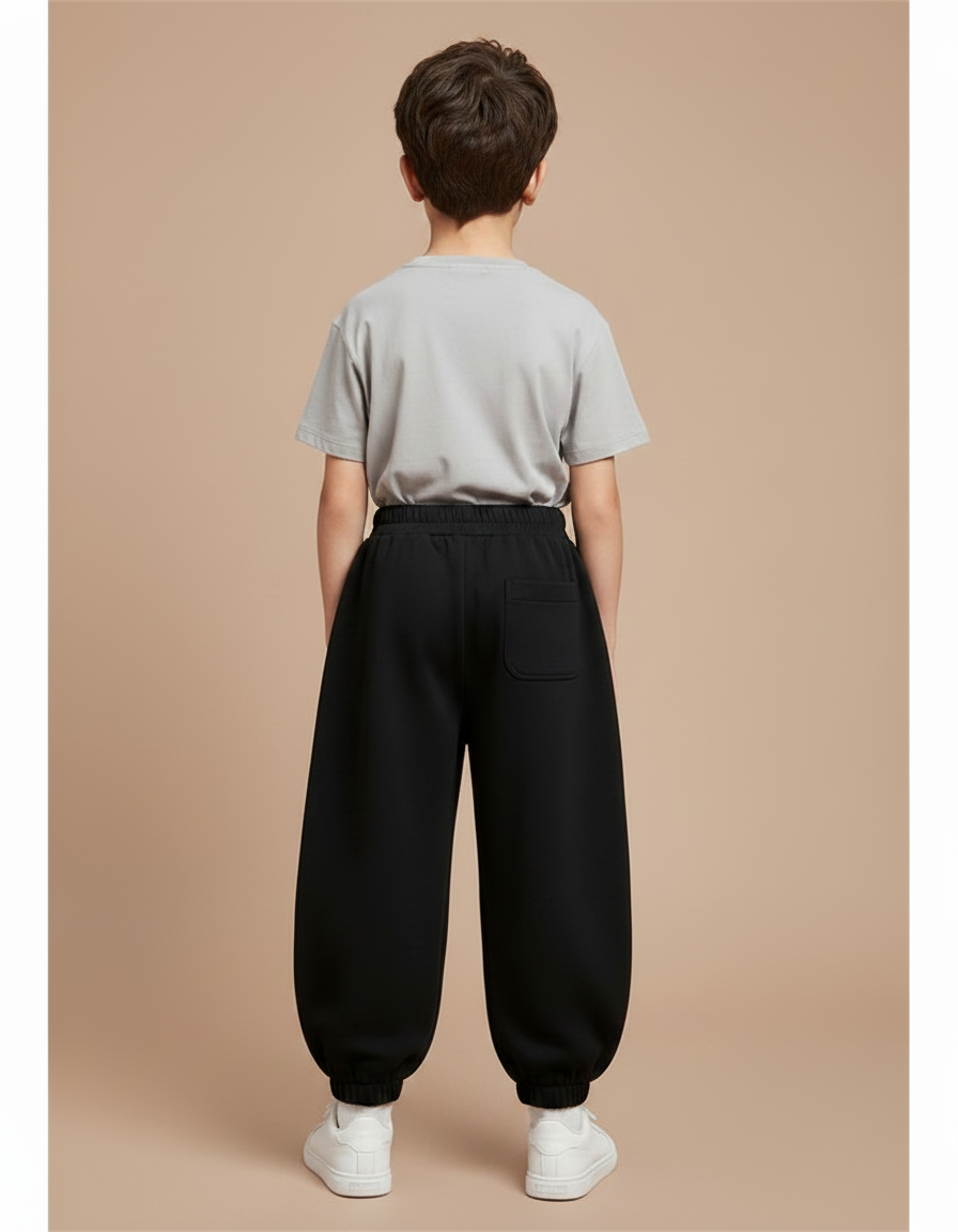 Pantalon Fluide Noir Ample Coton Décontracté Garçon - Molleton - vue 2