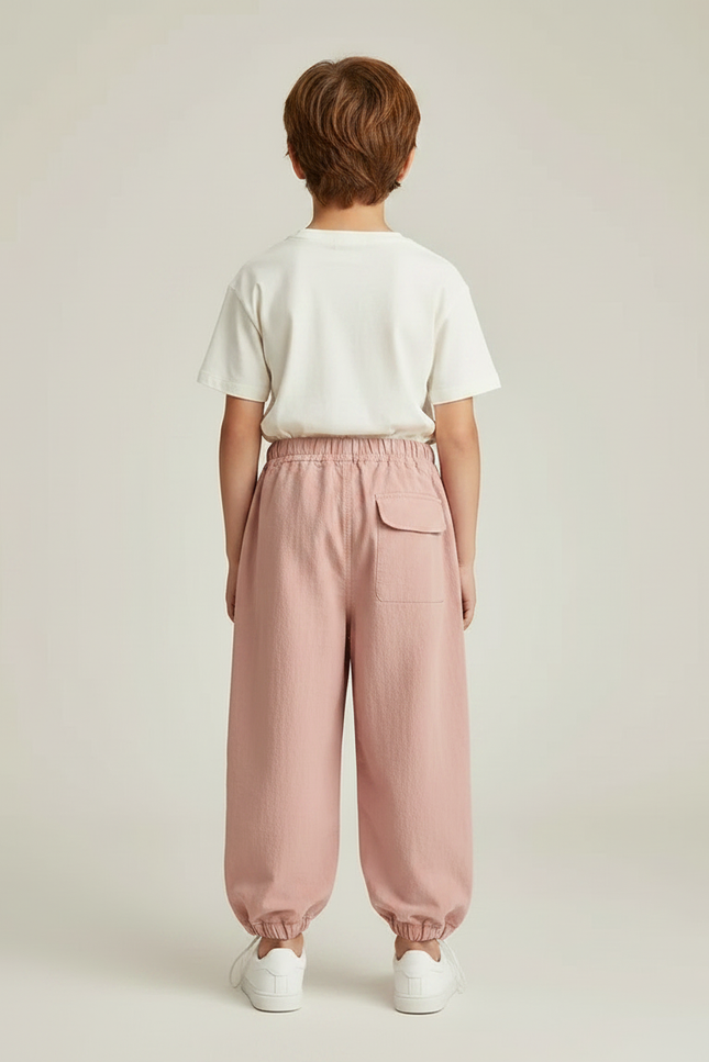 Pantalon Fluide Cargo Rose Coton Décontracté Enfant - vue 2