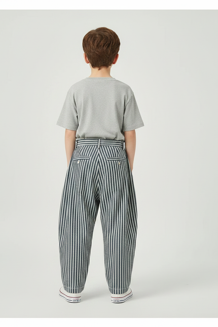 Pantalon Fluide Rayé Vertical Ample Décontracté Enfant - Imprimé Coton - vue 2