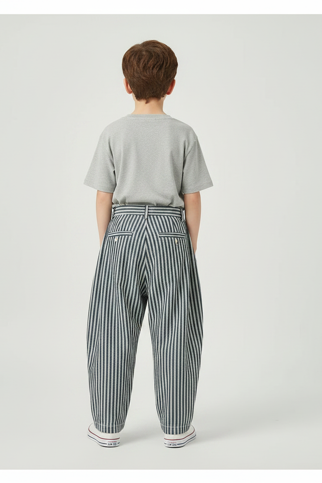 Pantalon Fluide Rayé Vertical Ample Décontracté Enfant - Imprimé Coton - vue 2