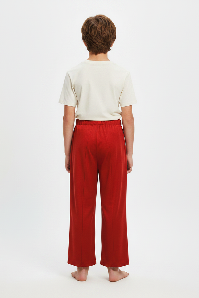 Pantalon Fluide Rouge Ample Confortable Taille Élastique - Viscose - vue 2