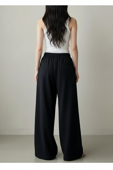 Pantalon Fluide Noir Ample Confortable Décontracté Femme - Viscose - vue 2